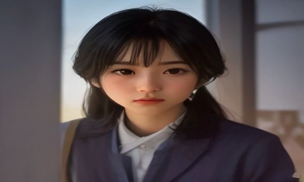 学生在宿舍书桌前用笔记本电脑周末观看动漫，窗外阳光透进房间